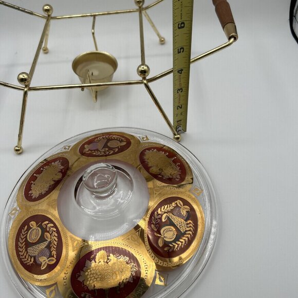 Vtg MCM Gold Cera Etruscan Casserole Lid & Rack *Needs dish*‎ - Picture 6 of 10